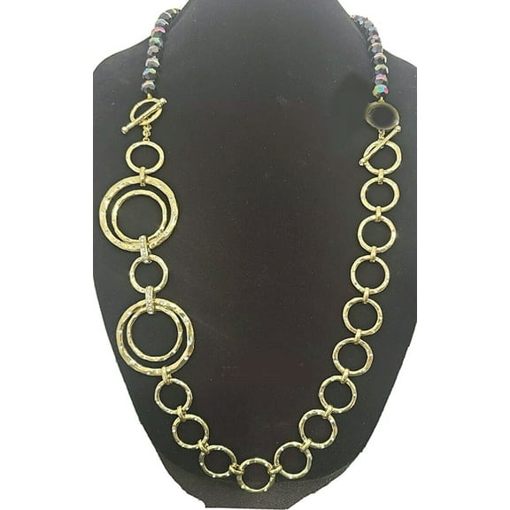 Heidi Daus NEW WAVE Goldtone Crystal, Bead and Chain Convertible Necklace