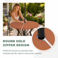 thumbnail image 4 of Round Outdoor Tablecloth with Umbrella Hole and Zipper, Burnt Orange Tablecloth with Elastic Waterproof, Minimalist Modern Solid Color Orange Patio Table Covers for 45" - 54" Picnic Pool Tables, 4 of 9