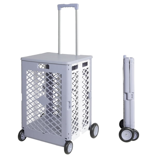 Foldable Utility Rolling Carts with Wheels, Portable Shopping Cart with