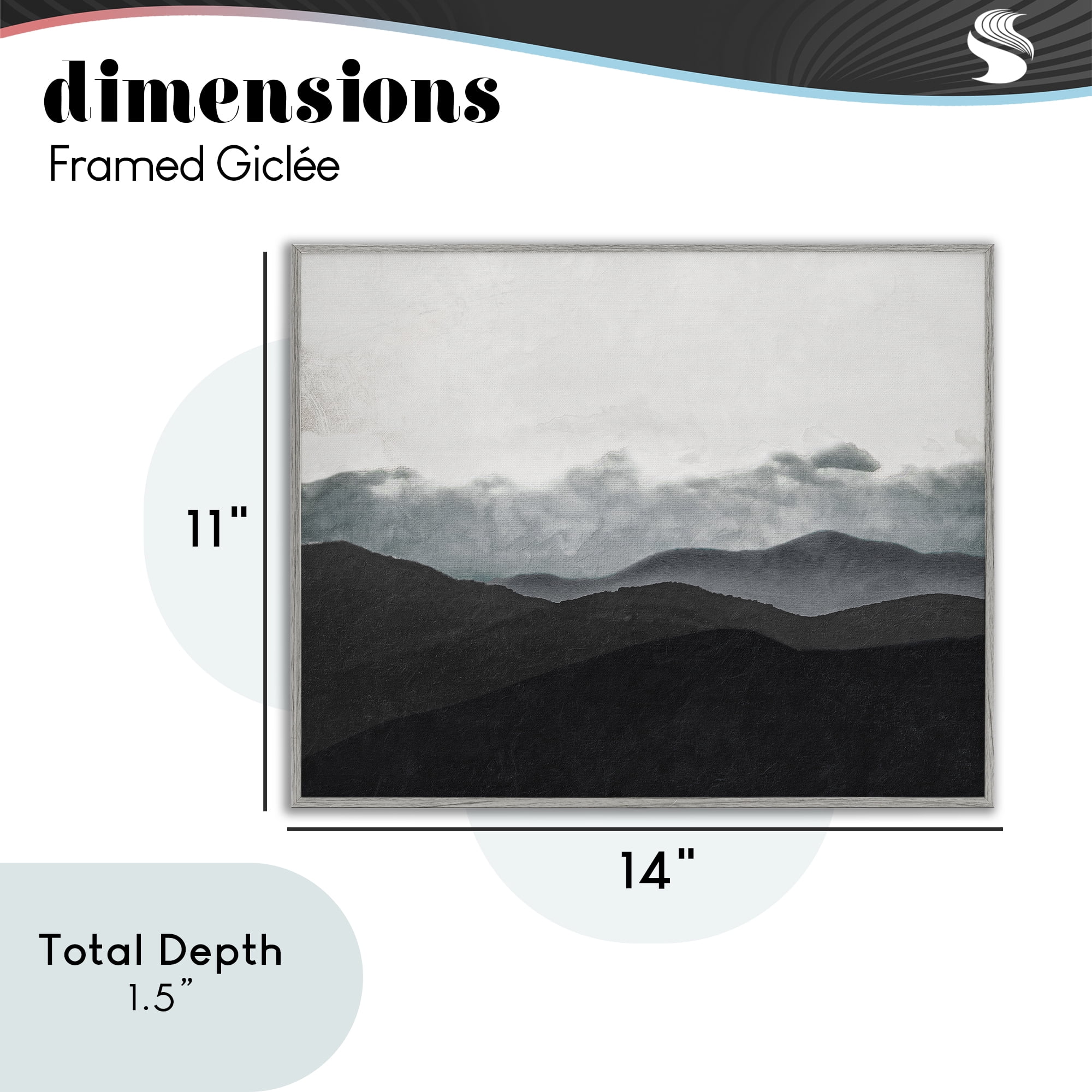 Stupell Industries Layered Foggy Hills Gray Framed Giclee Art, design by Elizabeth Medley