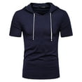 thumbnail image 5 of DPTALR George Short Sleeve Hoodies for Men Hoodies Summer Sweatshirt Lightweight Breathable Dark BlueBig and Tall Men M, 5 of 8