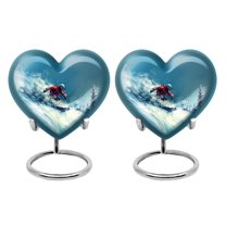 SUBSH Snowboarding Urn - Heart Urn for Human Ashes - Burial Urns for Cremated Remains - Urns for Human Ashes Adult Male - Funeral Urn - Urn for Adult Male (Size - 3 inch Pack of 2)