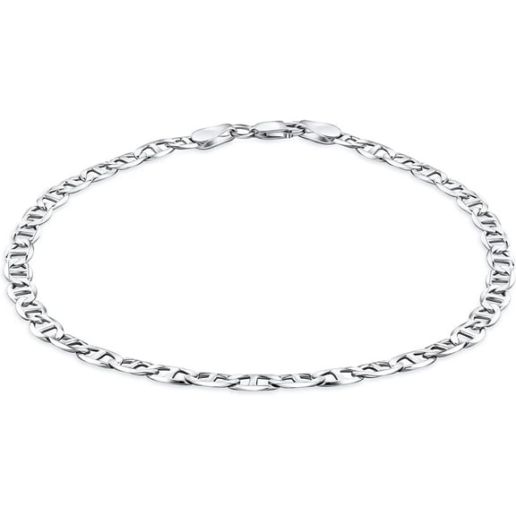 PORI JEWELERS Solid 925 Sterling Silver 4.5Mm Thick Mariner Chain Link Bracelet - Perfect For Small Wrists, Teens, Kids Alike