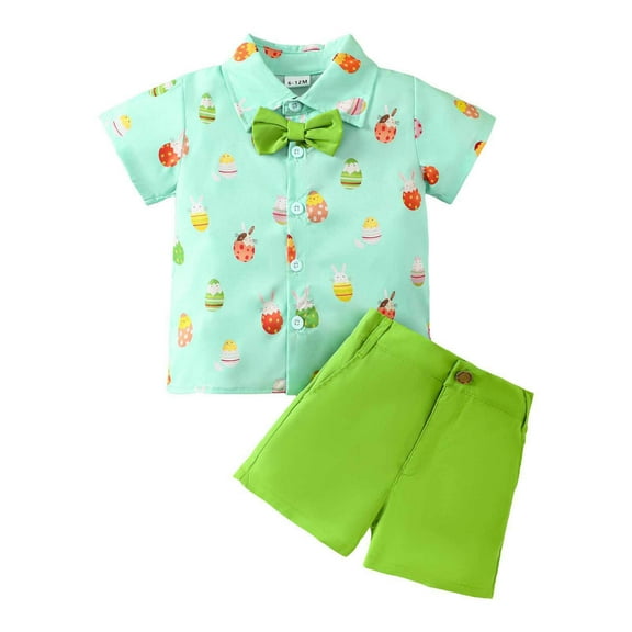 Utlike Toddler Boys Outfits Short Sleeve Rabbit Prints T Shirt Tops Shorts Gentleman Outfits Size 6 Months-12 Months