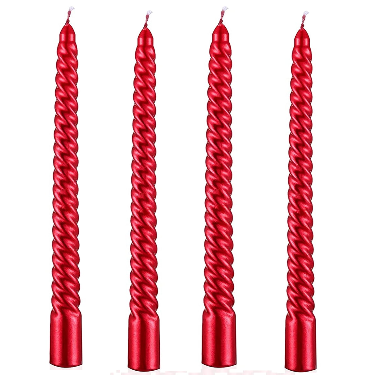 4 PCS Tall Metallic Taper Spiral Taper Candle 10 Inch Metallic