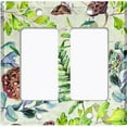 thumbnail image 6 of Metal Light Switch Plate Cover Lotus Pod Green Fern Leaves Plant FLW016, 6 of 13