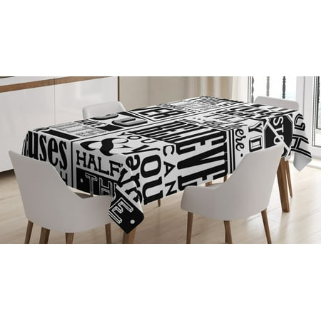 

Motivational Tablecloth Vintage Set of Positive Quotations with Victorian Classical Design Elements Rectangular Table Cover for Dining Room Kitchen 52 X 70 Inches Black White by Ambesonne
