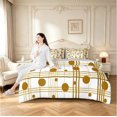 thumbnail image 5 of Manfei Classic Plaid 7-Piece Twin Bedding,Cute Polka Dot Bedding Comforter Set,White Brown,Light Gray Reversible, 5 of 7