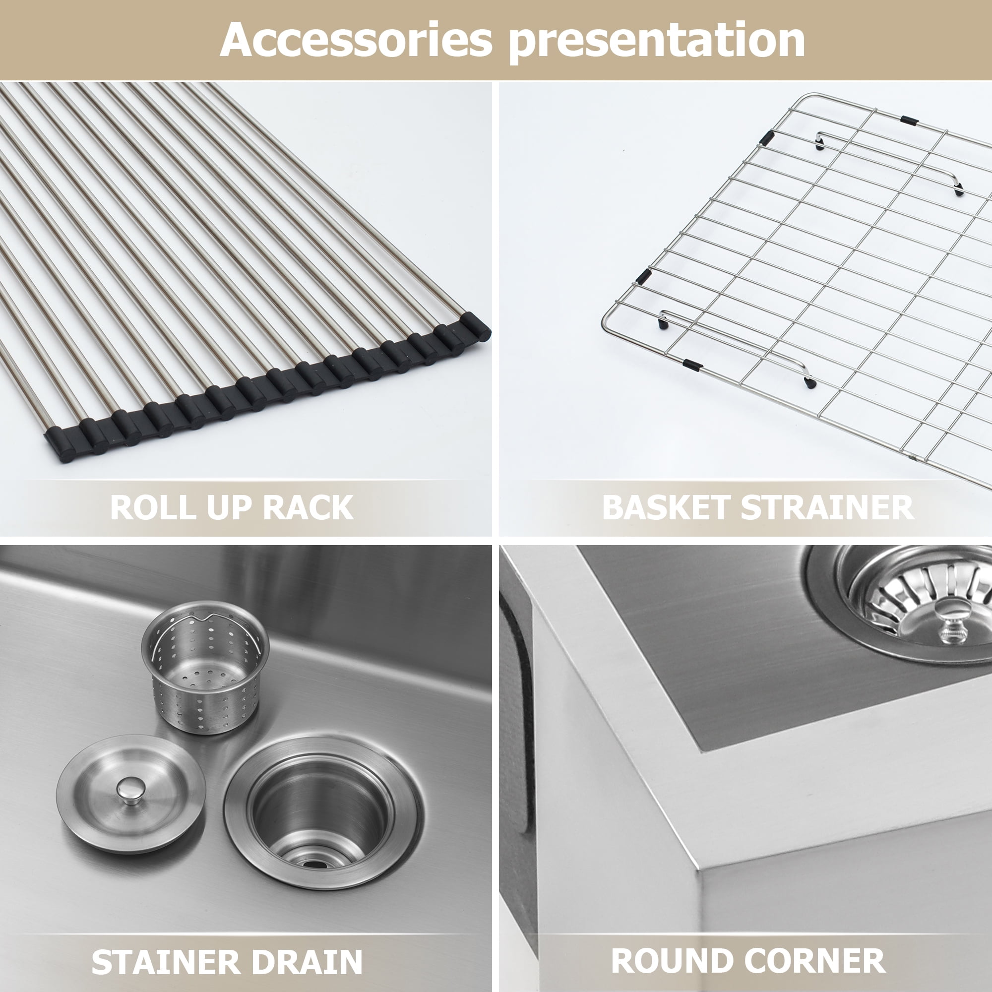 Logmey 33"Lx20"W Double Bowl Farmhouse Kitchen Sink  Stainless Steel Sink with Strainer
