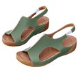thumbnail image 2 of Miluxas Womens Sandals Wedge Platform : Summer Ankle Strap Open Toe Wedge - Dressy Sandals Women - Comfortable Walking Low Sandal Green 6(37), 2 of 6