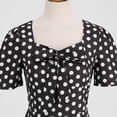 thumbnail image 5 of Women's Casual Tennis Dress Elegant Square Neck Short Sleeves Bow Design Modern Everyday Dress for Daily Wear Black L, 5 of 8