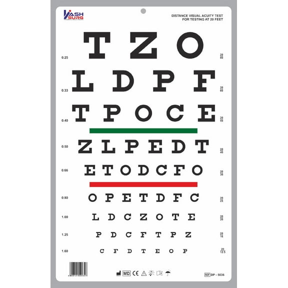 Bawsh Kashsurg Translucent Distance Vision Testing Chart 6m/20Feet Size 14 x 9 Inch