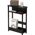 thumbnail image 3 of GarveeHome Narrow Side Table with Storage Shelf, 3-Tier Slim End Table with Magazine Holder, Modern Sofa Thin Tables, Black, 3 of 8