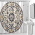 thumbnail image 4 of Bohemian Yellow Blue Flowers Fabric Shower Curtain Vintage Ethnic Style Washable Shower Curtains for Bathroom, Waterproof Bath Curtain with Hooks Home Decor 72x84in, 4 of 8
