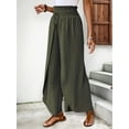 thumbnail image 5 of Womens High Side Split Wide Leg Long Pants Green L, 5 of 9