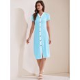 thumbnail image 3 of DARING DIVA Striped Ribbed Knit Short Sleeve Midi Dress M Blue, 3 of 6