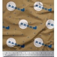 thumbnail image 1 of Soimoi Brown Georgette Viscose Fabric Snowflake,Reindeer & Sleigh Christmas Print Fabric by the Yard 42 Inch Wide, 1 of 3