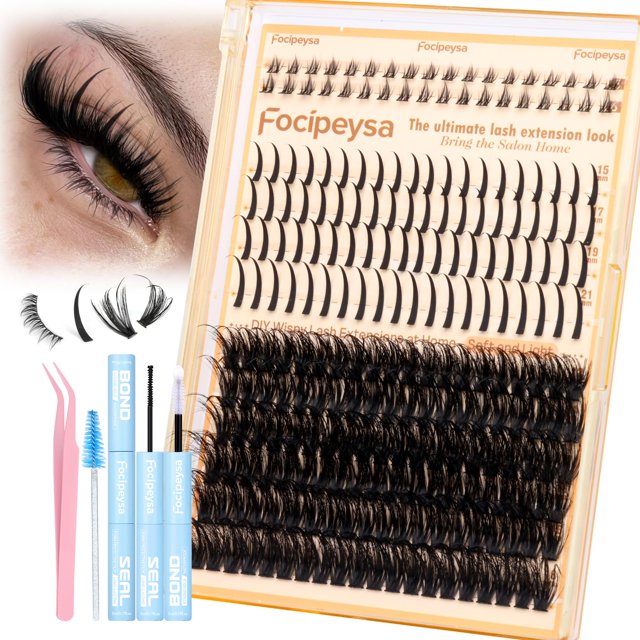 Kit de extensiones de pestañas Focipeysa Lash Clusters Spike Wispy