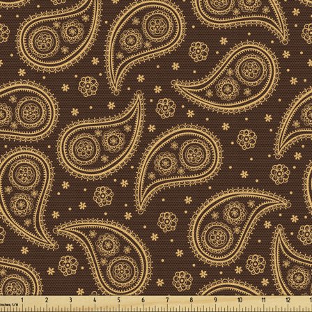 Brown Paisley Fabric by the Yard, Classical Eastern Chocolate Tones Motifs Repetitive Illustration, Decorative Upholstery Fabric for Sofas and Home Accents, 3 Yards, Chocolate and Ginger by Ambesonne