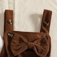 thumbnail image 4 of enyan Baby Girls Christmas Outfits Long Sleeve Onesie Romper+Suspender Skirt Set+Headband 3Pcs Fall Winter Clothes Brown，12-18 Months, 4 of 7