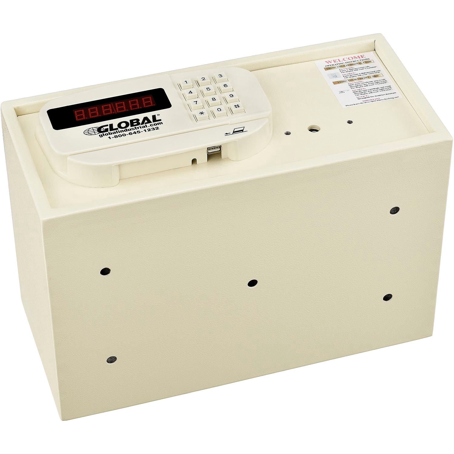 Global Industrial Personal Hotel Safe Electronic Lock Card Slot 15x10x7 Keyed Di
