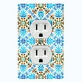 thumbnail image 1 of Metal Light Switch Plate Cover Fancy Teal Tile Pattern TIL012, 1 of 13
