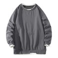 thumbnail image 2 of gbyLJF Men's Long Sleeve Pullover Casual Color-blocking Round Neck Hoodless Sweatshirt Loose Fashion Fake Two Sport Tops for Men, 2 of 7