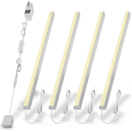 Cefrank V-Shape LED Cabinet Lights – 4 Pack 12-Inch Warm White 3000K Under Cabinet Lighting Kit, 1200 Lumens, Easy Install