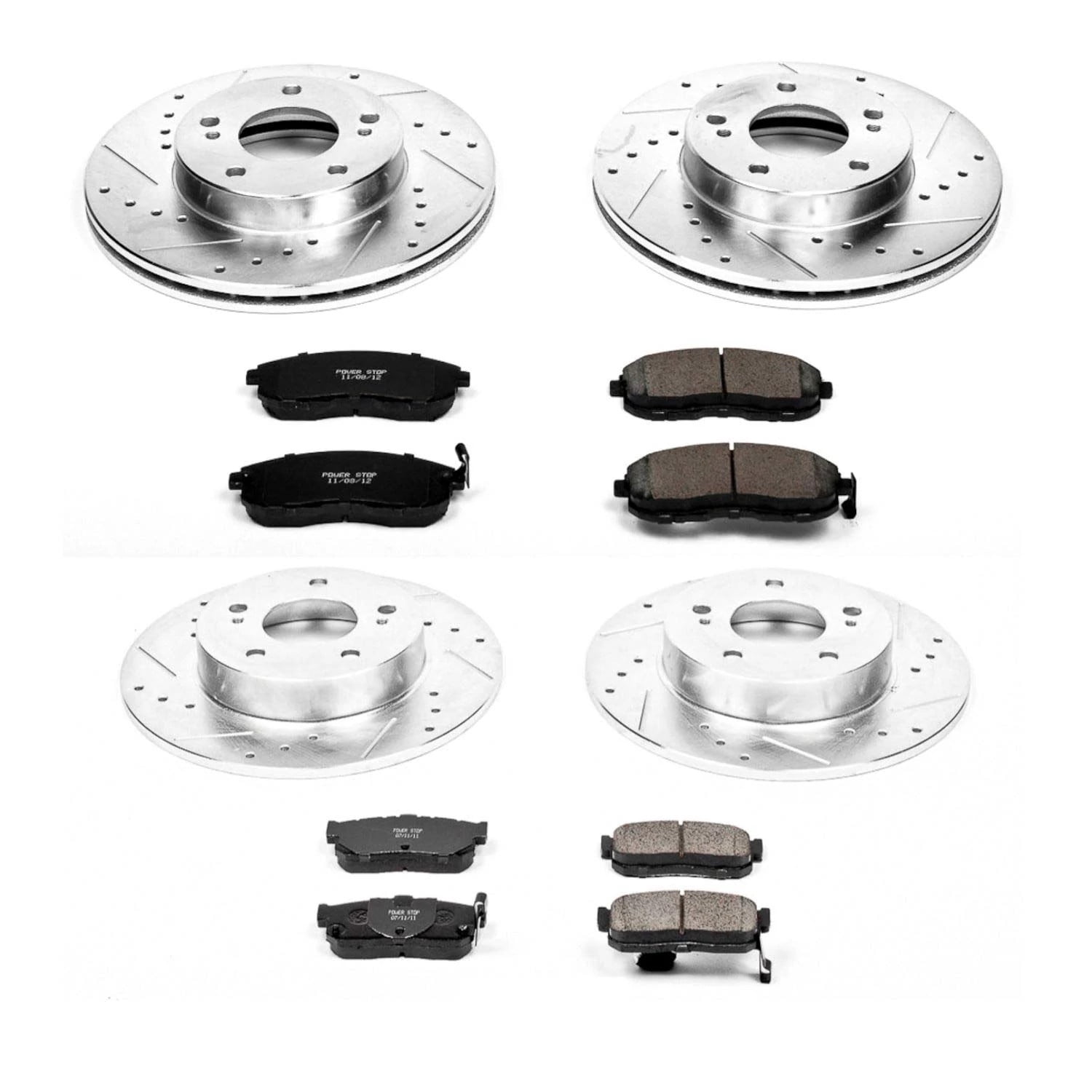 PowerStop Front and Rear Z23 Evolution Sport Carbon-Fiber Ceramic Brake Pad and Drilled & Slotted Rotor Kit Fits: INFINITI NISSAN Select Models K662