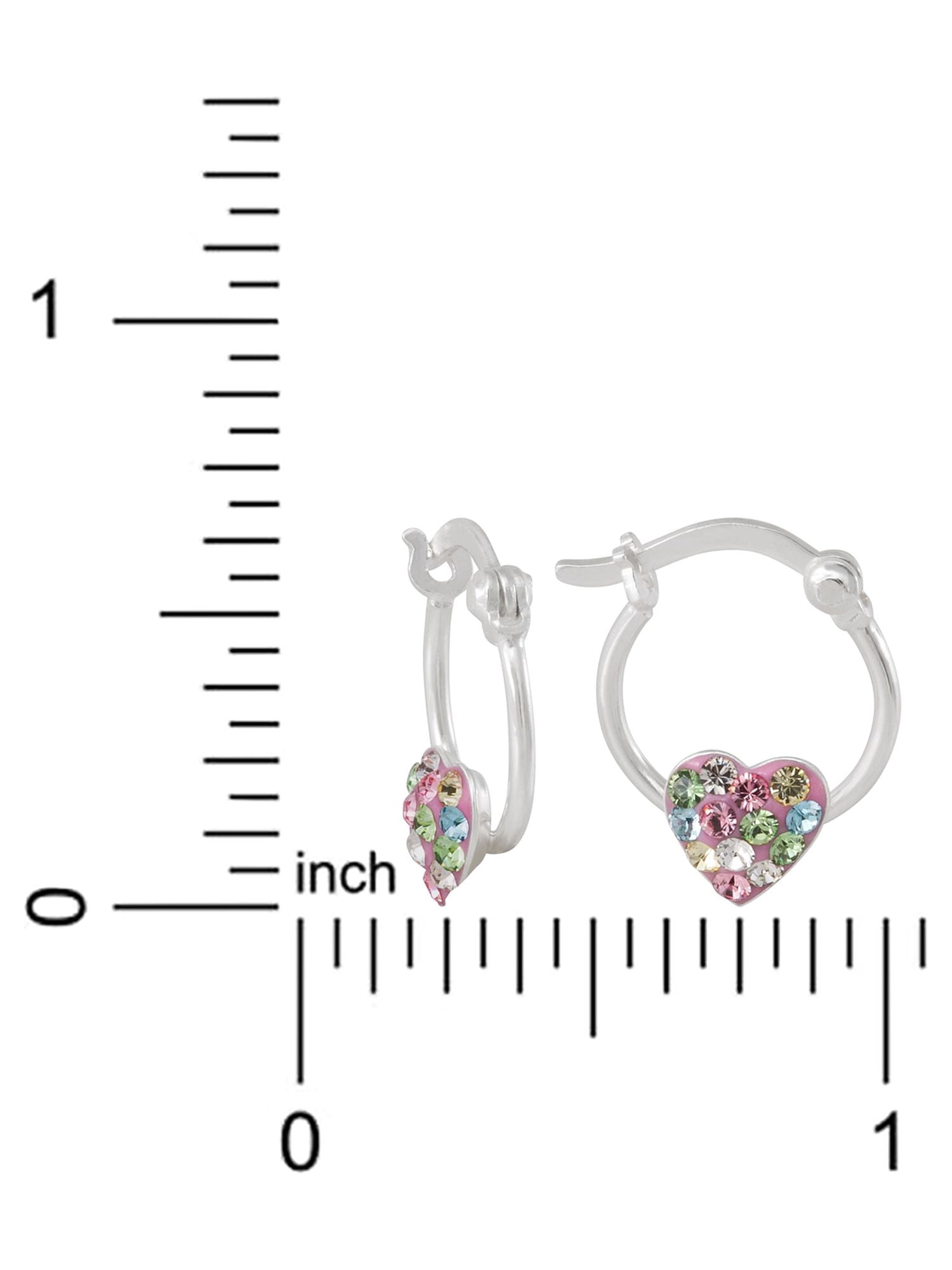 Brilliance Fine Girl’s/Tween Sterling Silver Crystal Heart Hoop Earrings