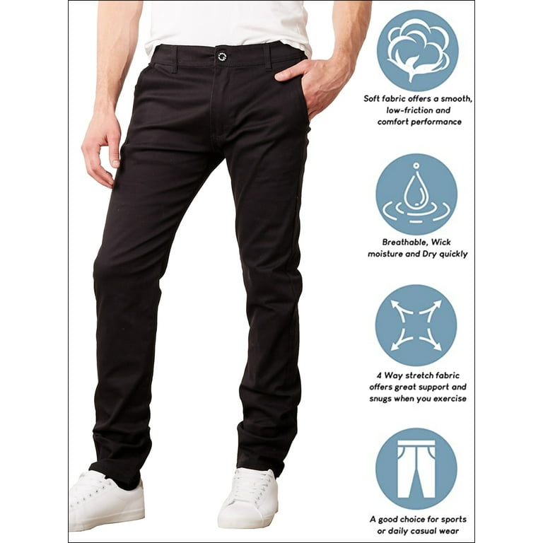 3-Pack Men's Super Stretch Slim Fit Everyday Chino Pants (Sizes, 30-42)