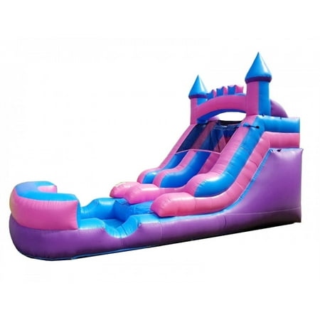 Commercial Water Slide - Pogo 12' Pink Crossover Kids Inflatable Water Slide with Blower