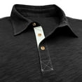 thumbnail image 4 of WREESH Men's Solid Henley Shirts Short Sleeve Turndown Collar Shirt for a Classic and Versatile Look Black, 4 of 7