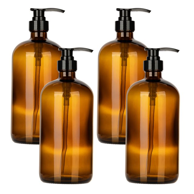 Dispensador de botellas con bomba de vidrio Kitchentoolz, 1 L, color ámbar