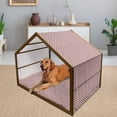 thumbnail image 2 of Stars Pet House, 5 Pointed Stars with Dots on Maritime Inspired Striped Backdrop, Outdoor & Indoor Portable Dog Kennel with Pillow and Cover, 5 Sizes, Pale Blue Ruby and Ivory, by Ambesonne, 2 of 4