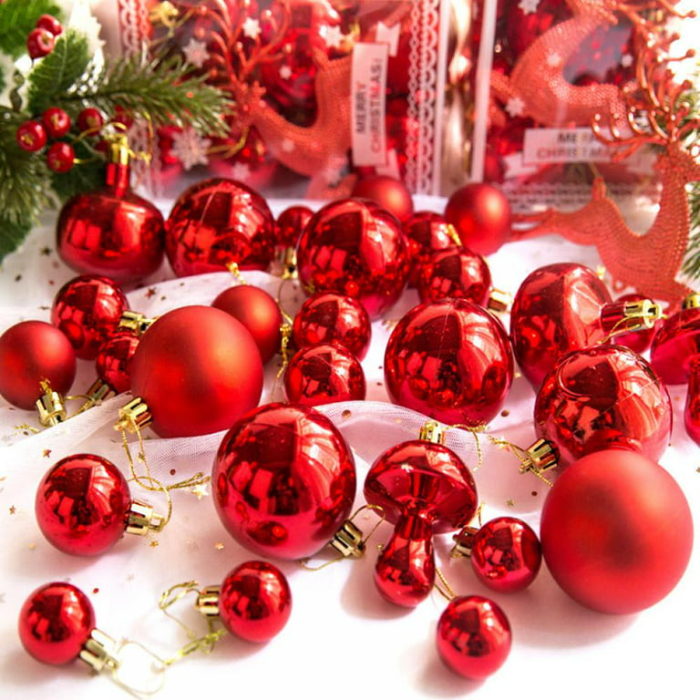 Shiny Christmas Ornaments, Red - 4