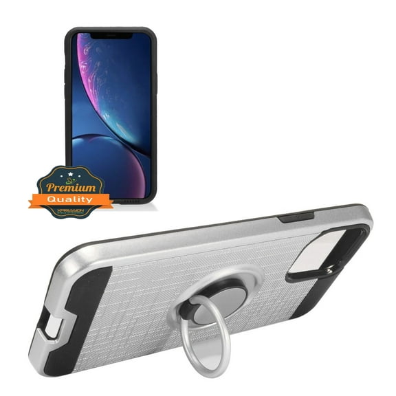 Apple iPhone 11 PRO MAX Phone Case with Ring Holder Kickstand, 360° Rotatable Ring Stand Fit Magnetic Car Mount Dual Layer Hybrid TPU Rubber Rugged Protective Cover SILVER for Apple iPhone 11 Pro Max