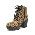 thumbnail image 2 of Second-S Cheetah Leopard Print Soda Women Ankle Combat Boots High Heels Lace Up Side Zipper Booties 6, 2 of 4