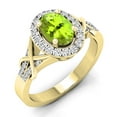 thumbnail image 1 of 1.25 Carat (ctw) 14K Yellow Gold Oval Cut Peridot & Round Cut White Diamond Ladies Bridal Split Shank Halo Engagement Ri, 1 of 1