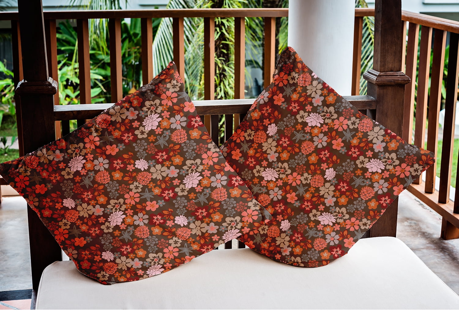 16" x 16" Simply Daisy Succulent Garden Polyester Indoor/Outdoor Pillow, Brown Qty 1
