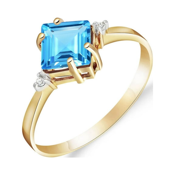Galaxy Gold GG 14K Yellow Gold 1.77 CTW Natural Diamonds and Blue Topaz Ring - December Birthstone - Communication & Serenity - Sizes 5.5 to 11 - Fine Jewelry for Women