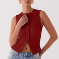 thumbnail image 6 of Bxsruta Women's Ribbed Knit Sleeveless Button Down Cropped Tank Top Casual Fitted Crew Neck Blouse, 6 of 8