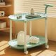 thumbnail image 3 of Mesa auxiliar con ruedas color crema, mesita de noche para dormitorio, mesa de salón, mesa nido portátil para espacios pequeños, estante de almacenamiento de plástico., 3 of 6