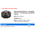 thumbnail image 2 of Engine Harmonic Balancer - Compatible with 2012 - 2015 Mercedes-Benz ML350 3.5L V6 2013 2014, 2 of 2