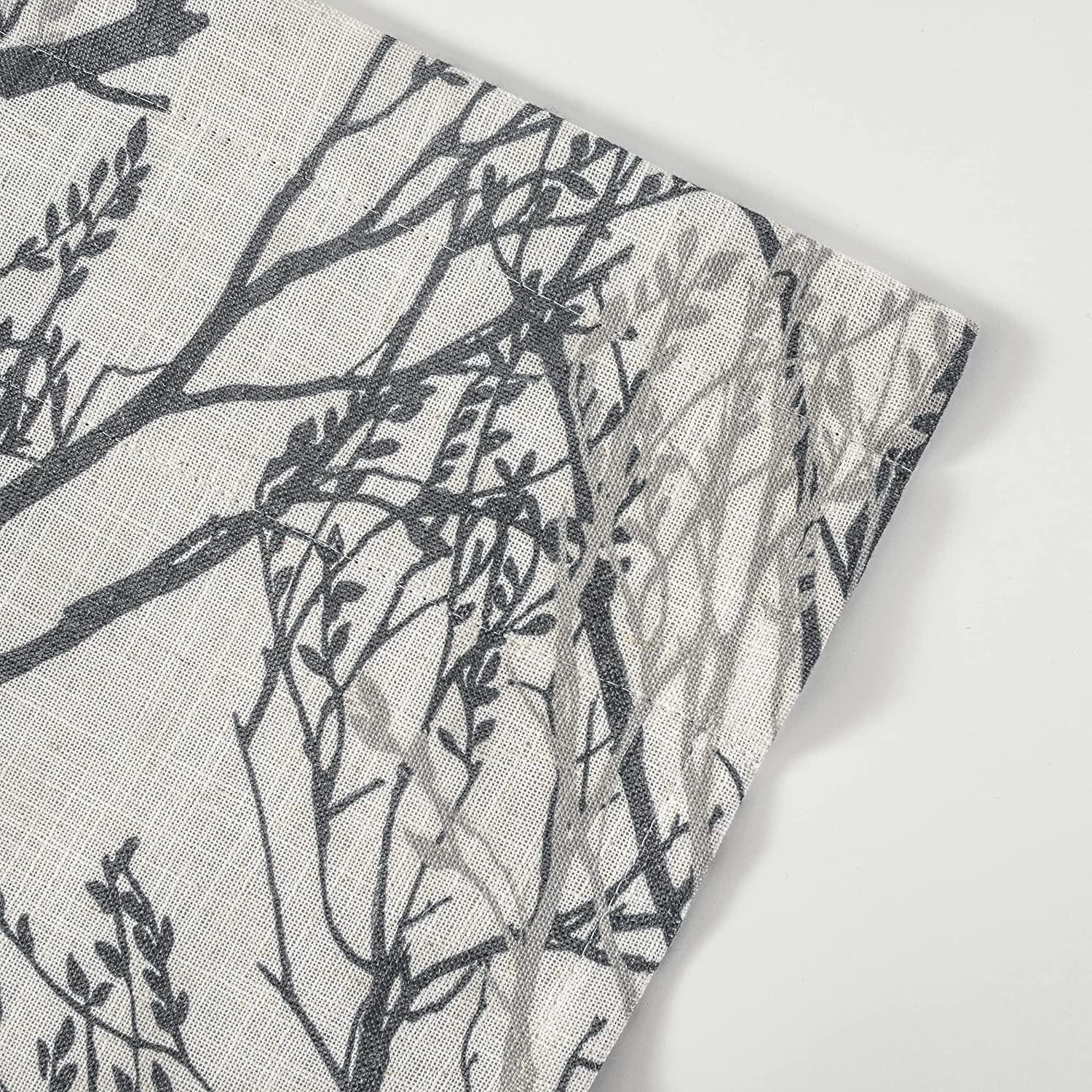 DriftAway Tree Branch Linen Blend Abstract Ink Printing Lined Window Curtain Valance Grey 52'' width x 24'' length