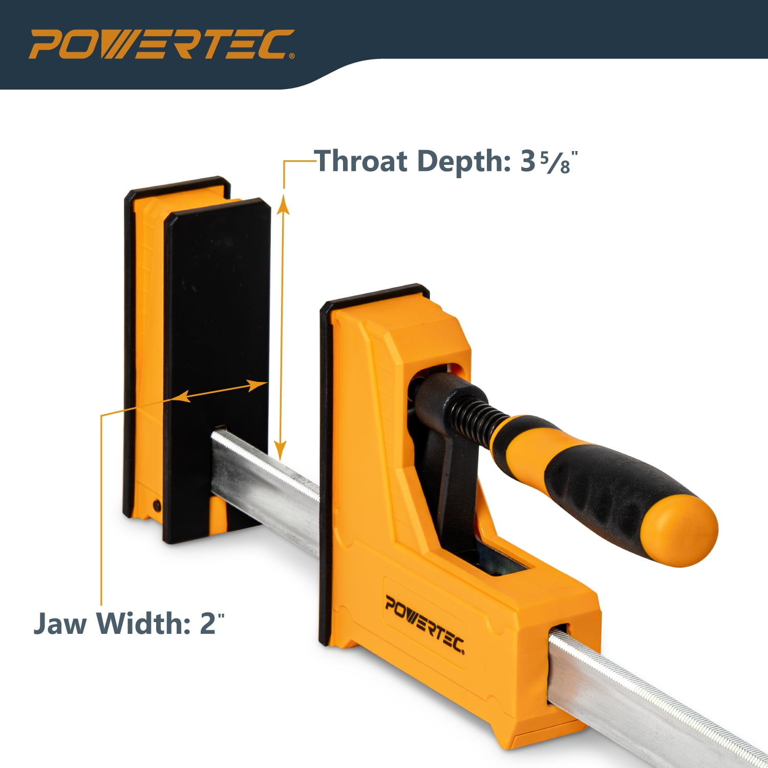 POWERTEC 2PK 48 Inch Parallel Clamps for Woodworking | 90 Degree Heavy Duty Steel Bar Jaw Clamp Spreader Tool (71602)