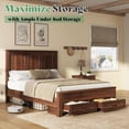 thumbnail image 4 of Merluxy Queen Size Farmhouse Bed Frame with 52.2" Wood Headboard & Storage Drawers, Rustic Brown, 4 of 10