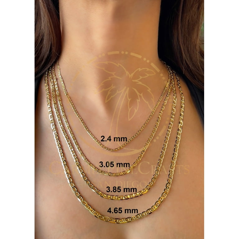 2.4 4.65mm Flat Mariner Anchor Link Chain Necklace 16