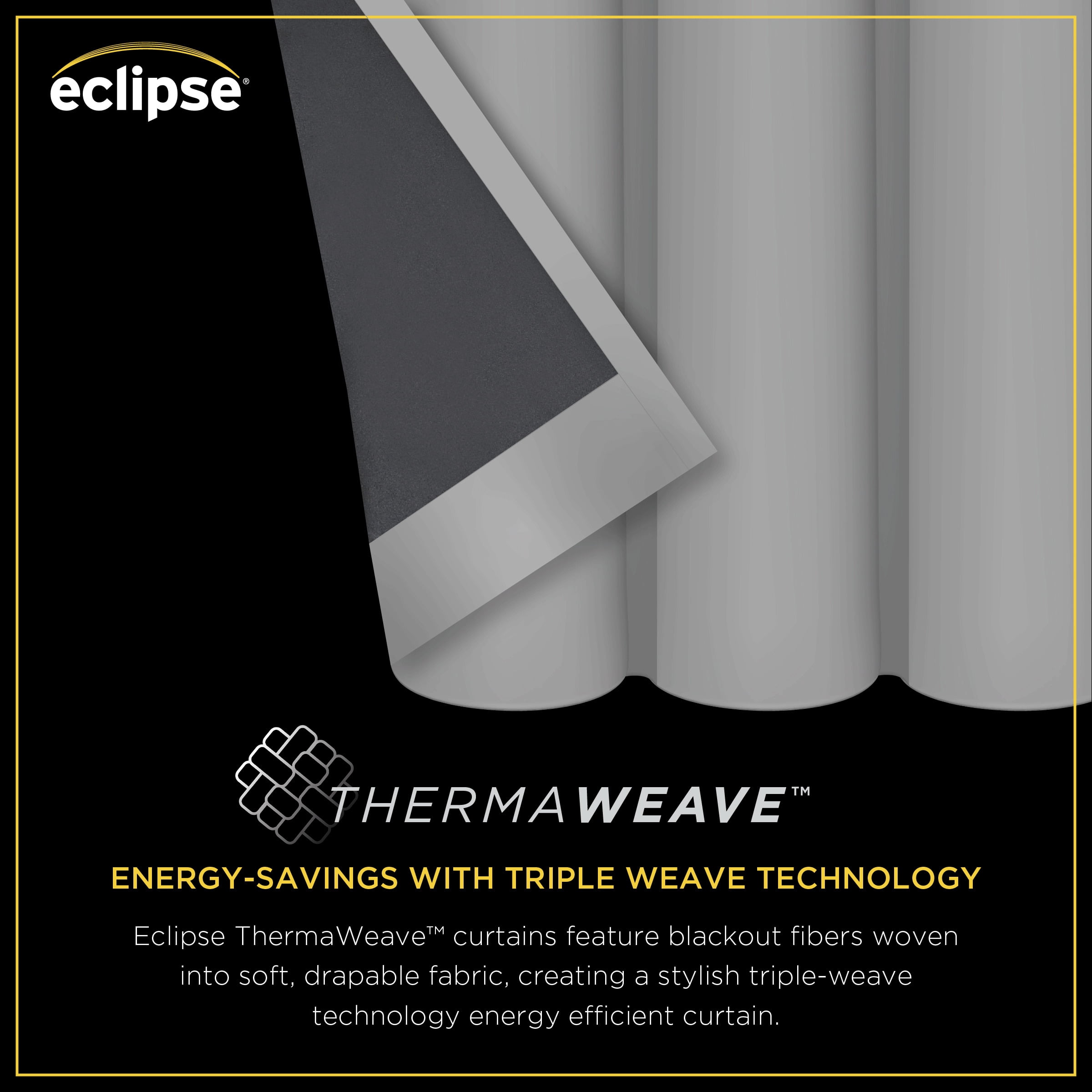 Eclipse Fresno Blackout Curtain Panel, Back Tab Window Curtain, Thermaweave, (1 Panel), 52 In Wide x 108 In Long, Charcoal