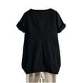 thumbnail image 6 of Otntypg T-Shirts for Women Loose Lightweight Casual Summer Button Rolled-up Short Sleeve Crew Neck Basic Cotton Tees Shirt Loose Fit Tunic Blouses Black XXL, 6 of 9